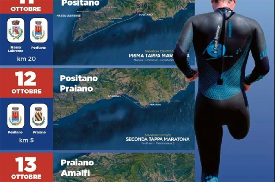 Torre Annunziata - Salvatore Cimmino, l'ennesima impresa a nuoto: Massa Lubrense-Amalfi