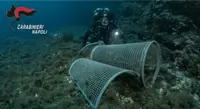 Rifiuti sui fondali della Grotta Azzurra a Capri