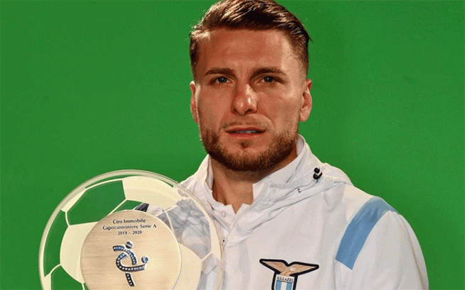 Ciro Immobile premiato dall'Associazione Italiana Calciatori