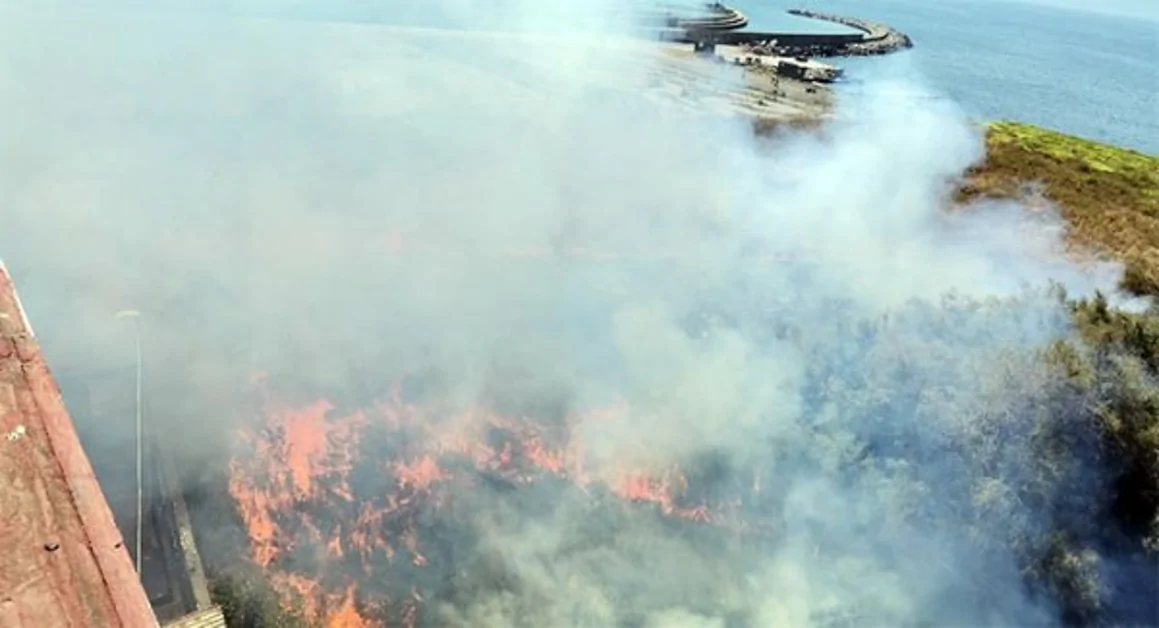 Torre Annunziata - Vasto incendio al rione Deriver, a fuoco sterpaglie che hanno lambito le palazzine
