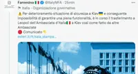 Guerra in Ucraina, Ambasciata italiana a Kiev trasferita a Leopoli