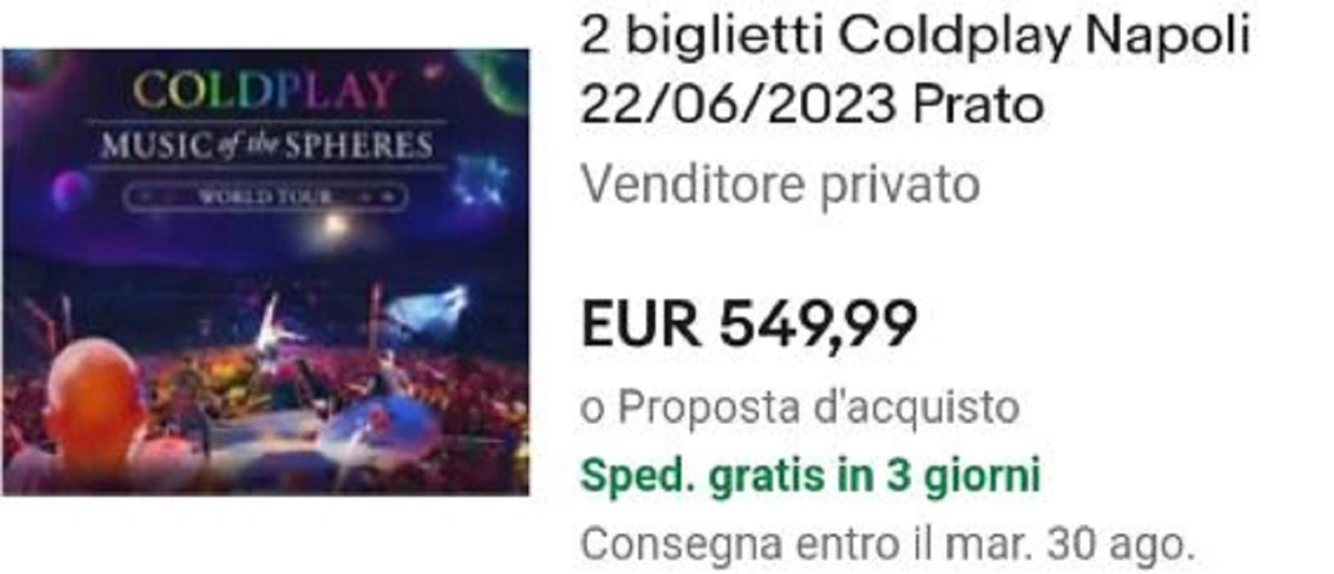 Concerto dei Coldplay, fan inferociti. "On line prezzi triplicati"