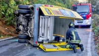 Scuolabus si ribalta, bambini e conducente contusi