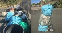 Torre Annunziata - Decine di sacchi di rifiuti raccolti per la pulizia della spiaggia pubblica