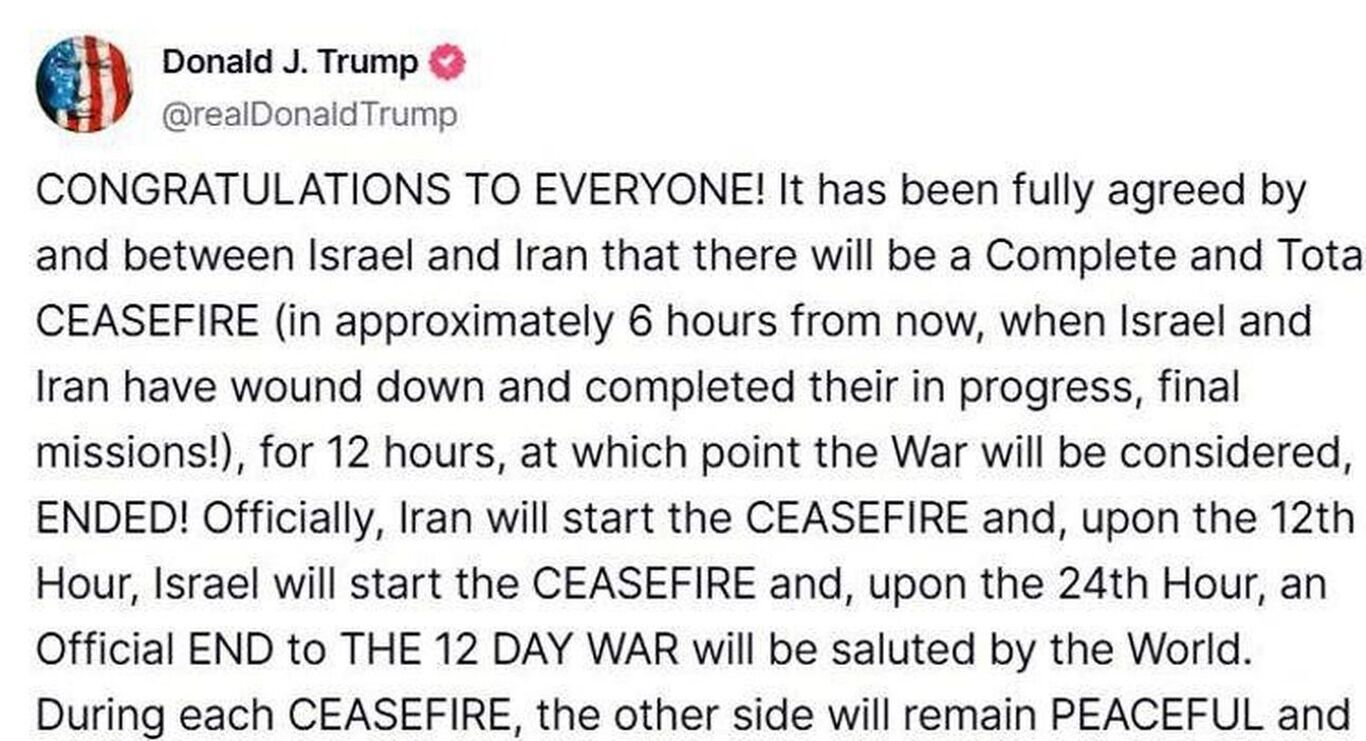 Iran, Israele e la 'pace su Truth': cessate il fuoco è un annuncio di Trump